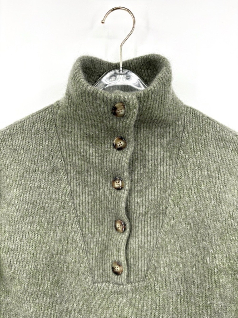 SÉZANE Mika Wool Mohair Sweater Jumper Olive Green XS - Picture 5 of 11